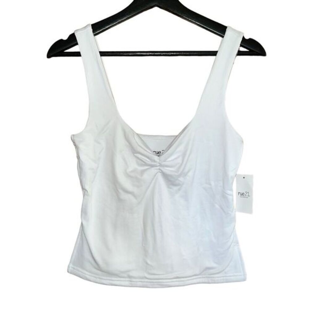 Rue21 Crop Top Womens M White Tank Split Side NWT